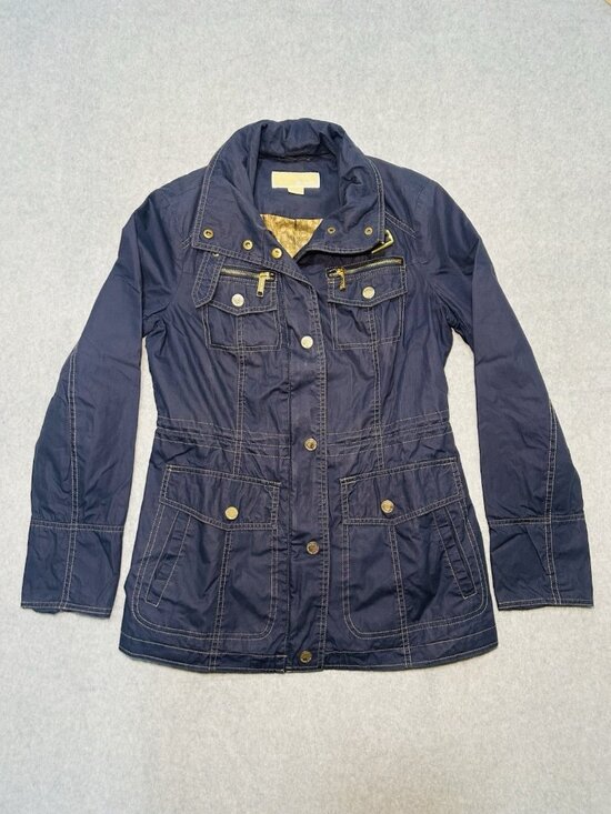 Michael Kors Jackets & Blazers - Michael Kors Women Long Sleeve Full Zip Windbreaker Jacket Navy  Gold Size XS